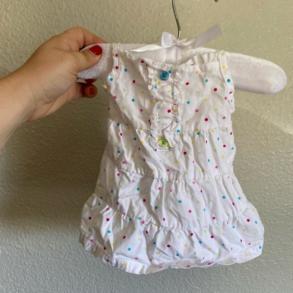 Faded Glory White Baby Dress with Colorful Polka Dots